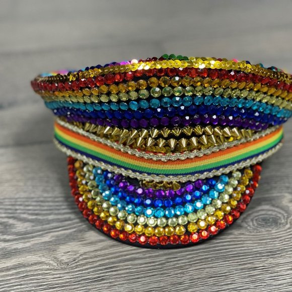 RAINBOW PRIDE SEQUIN CAPTAIN HAT - NWT! - Picture 6 of 15